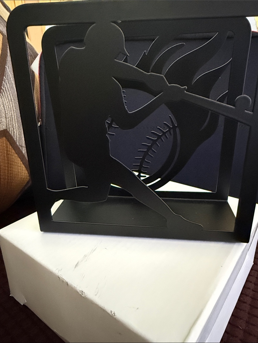 Matte Black Baseball Batter Metal Napkin Holder for Home